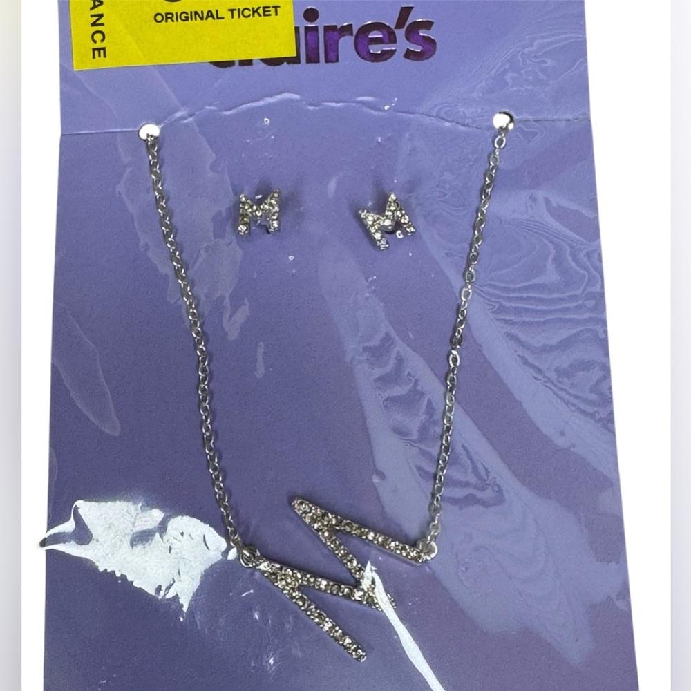 Claire’s “M” Necklace Earrings Set - Picture 2 of 3